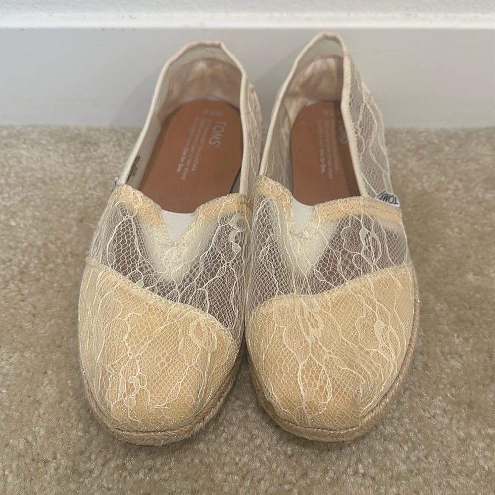 TOMS Ivory Lace Rope Slip On-7.5